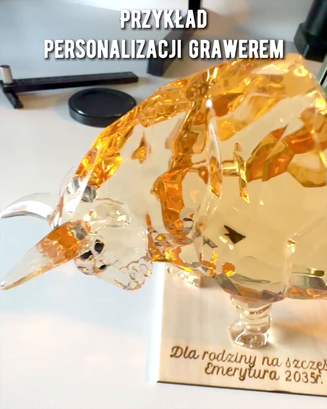 Statue "Złoty Byk" made of Resin, transparent design, customizable