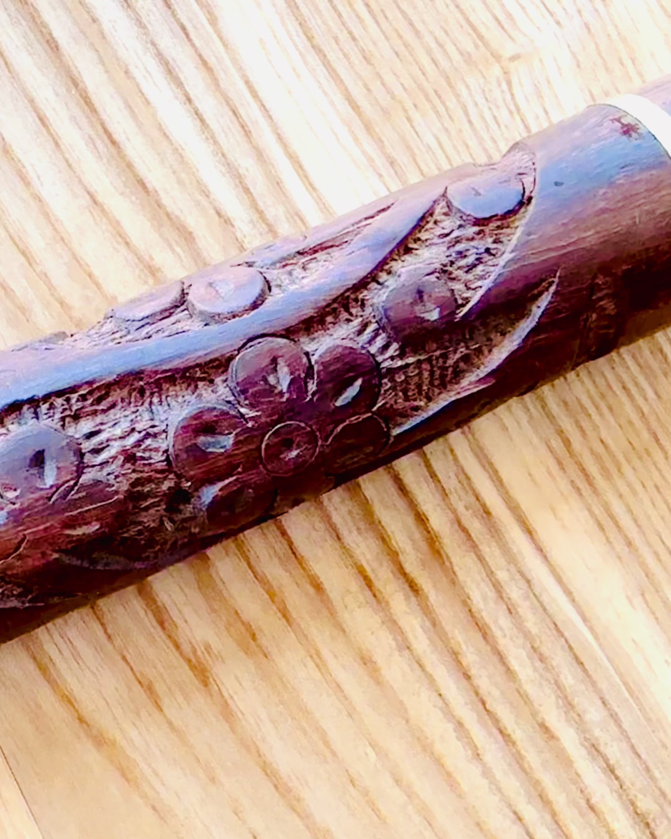 Hand-Carved Travel Cane for Walking "Royal Wanderer" in Brown with Patterns