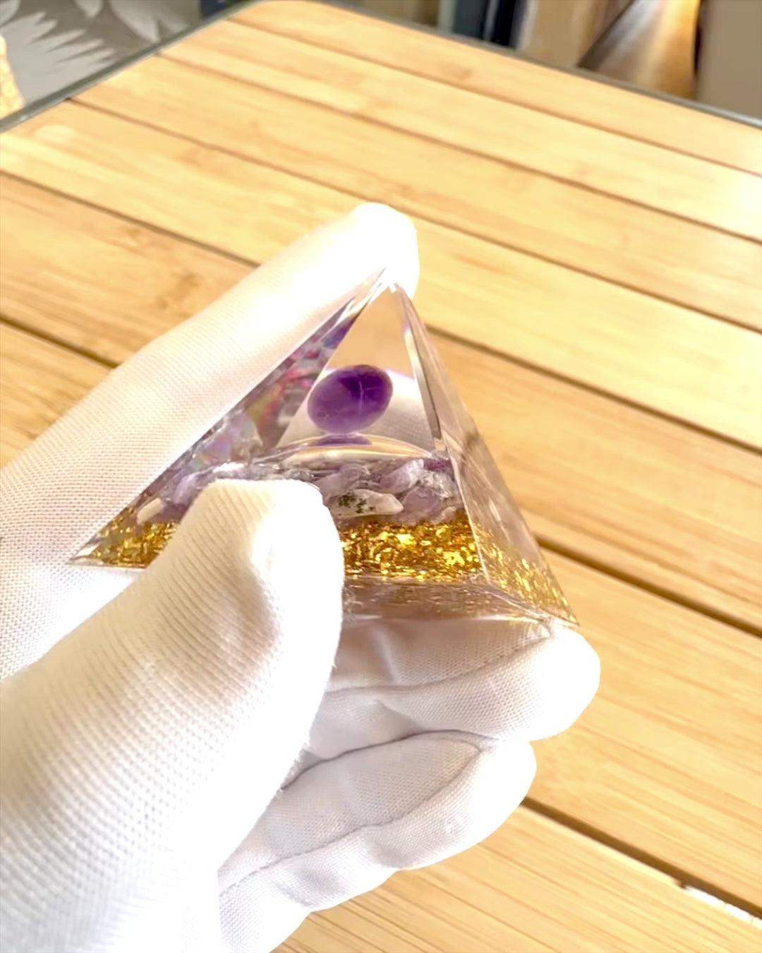 Orgonite Energy Pyramid "Amethyst Star" with Amethyst Crystals