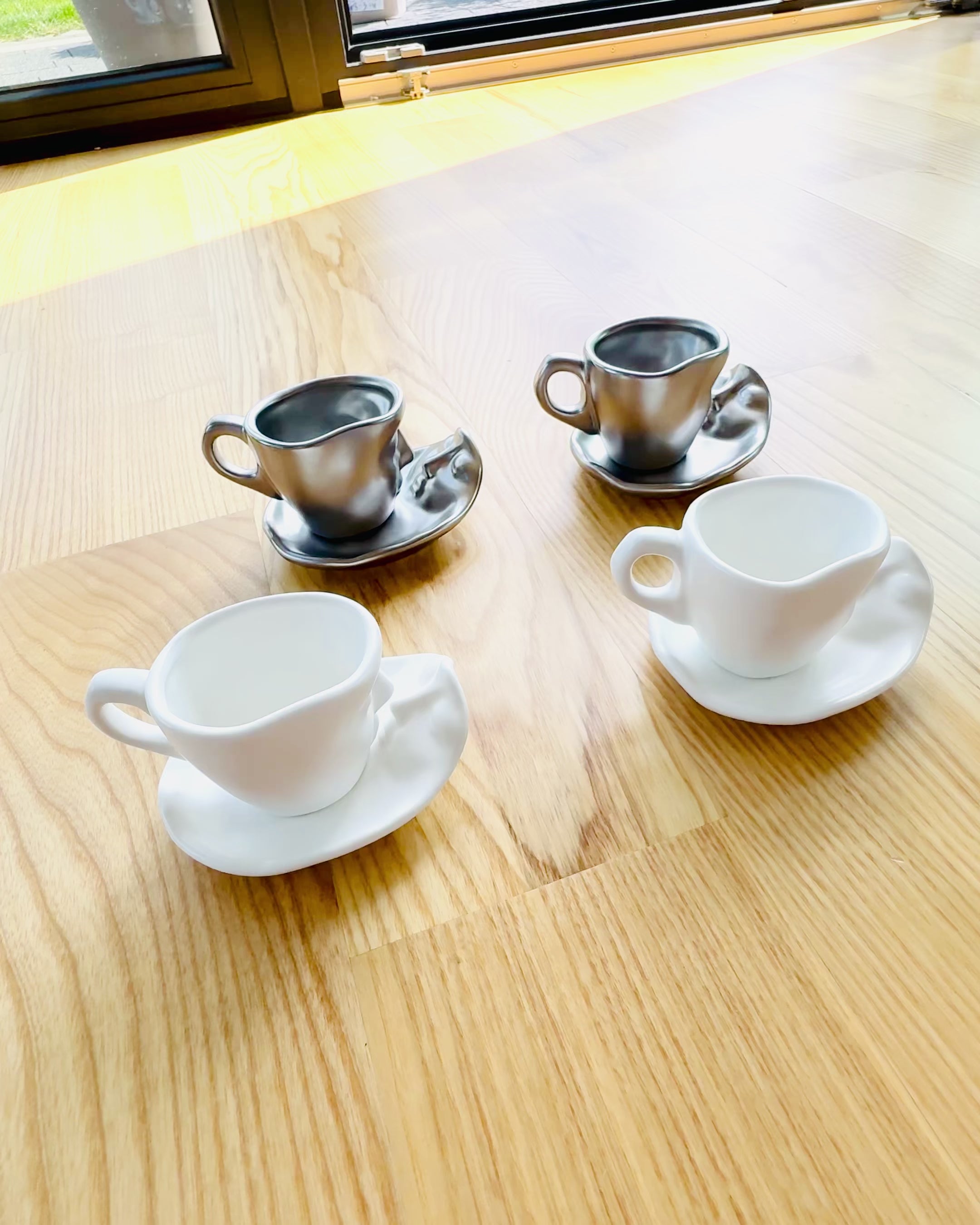 Elegant Ceramic Cups "Mask" – Set of 2 pcs. - personalization with engraving available for a gift