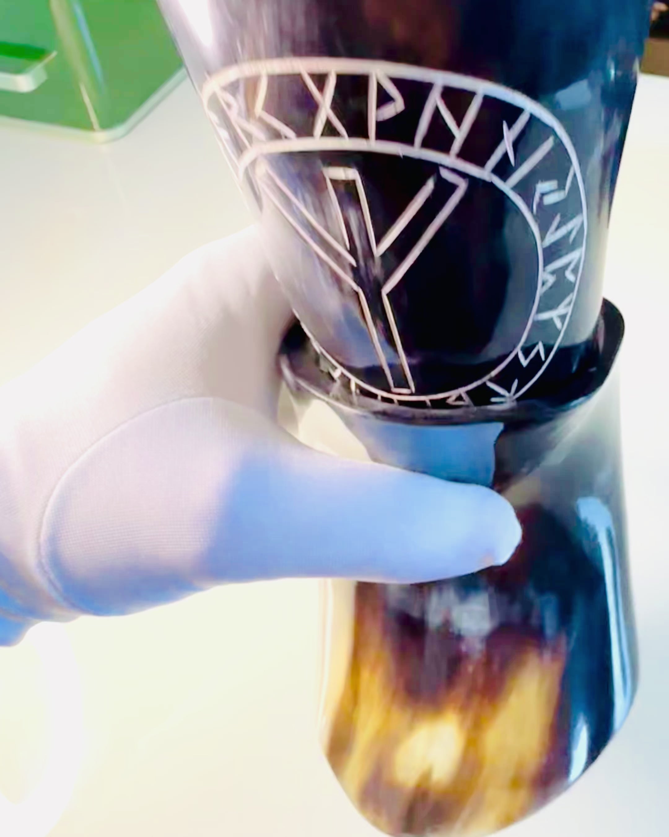 Horn Mug "Viking Valor" - Hand Engraved, Premium Quality - 4 Variants Available