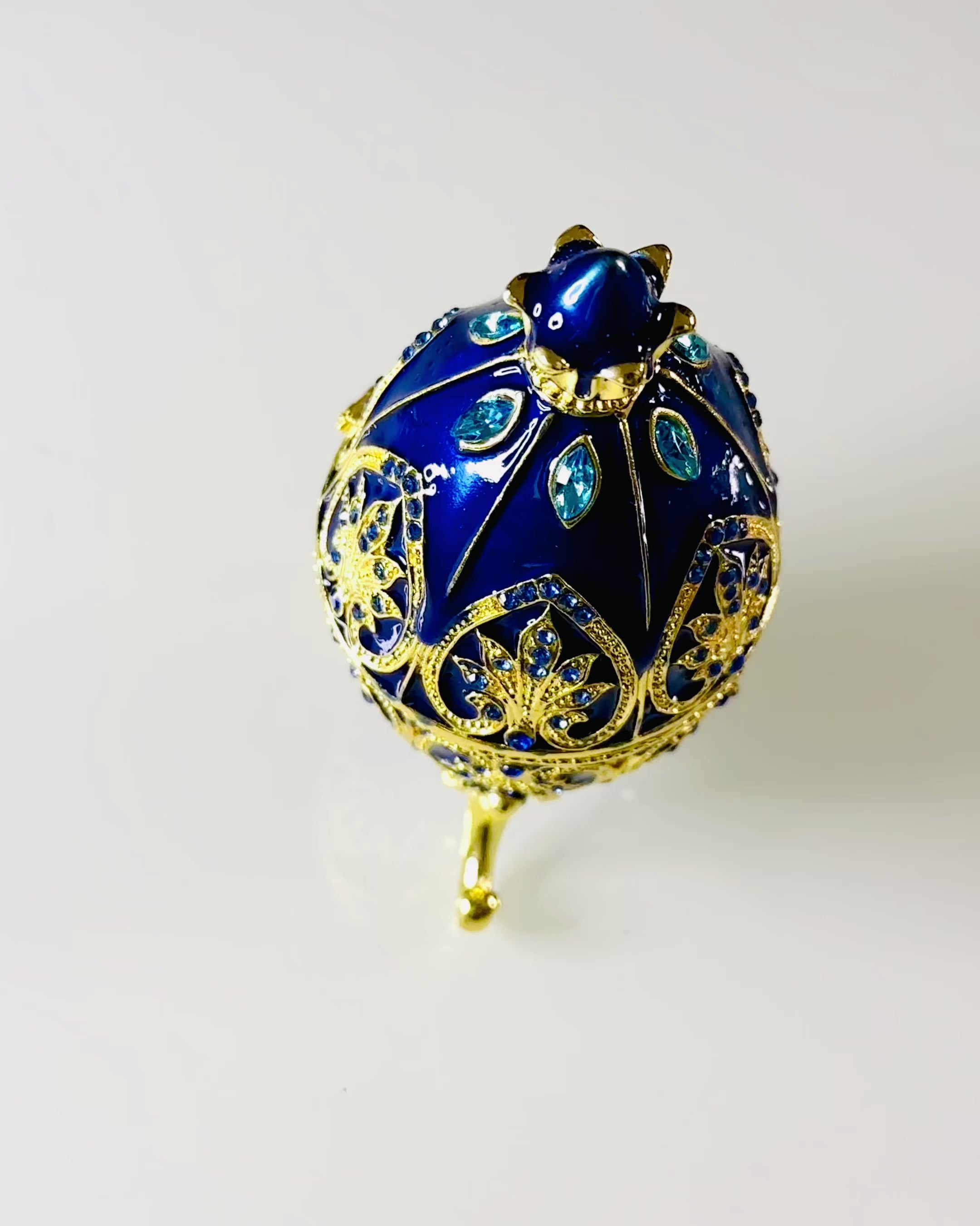 Exclusive Faberge Egg - dark blue color – Decorative Enamel Jewelry Box
