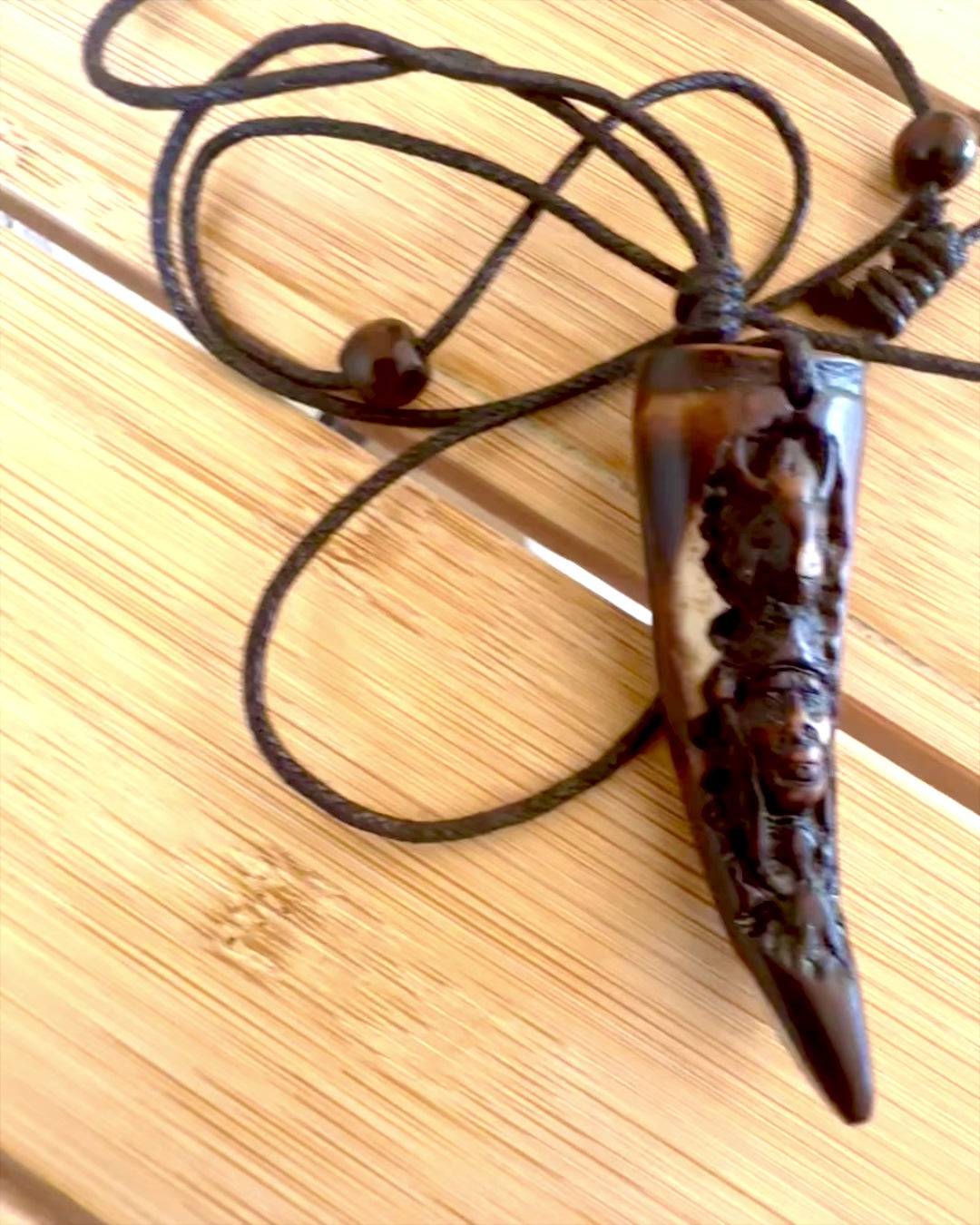 Wolf Fang necklace, resin amulet - Mystical Power of Nature, customizable with engraving for a gift