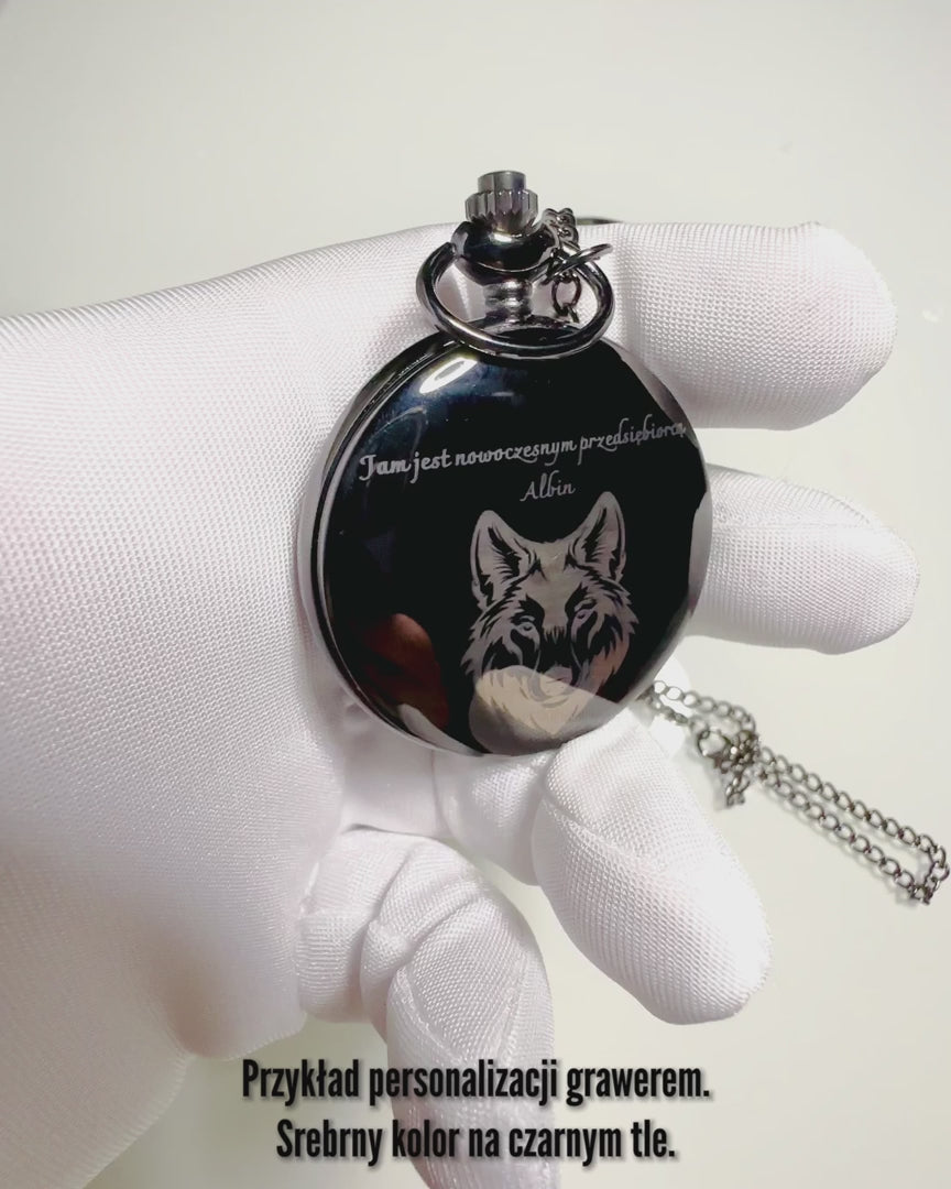 Black Pocket Watch "Classic Elegance" with Engraving Option