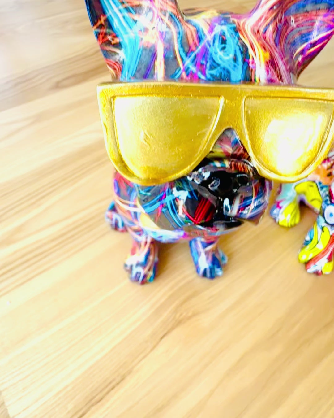 Colorful Bulldog with Glasses - Unique Interior Decoration, decorative figurine as a gift, personalization with engraving
