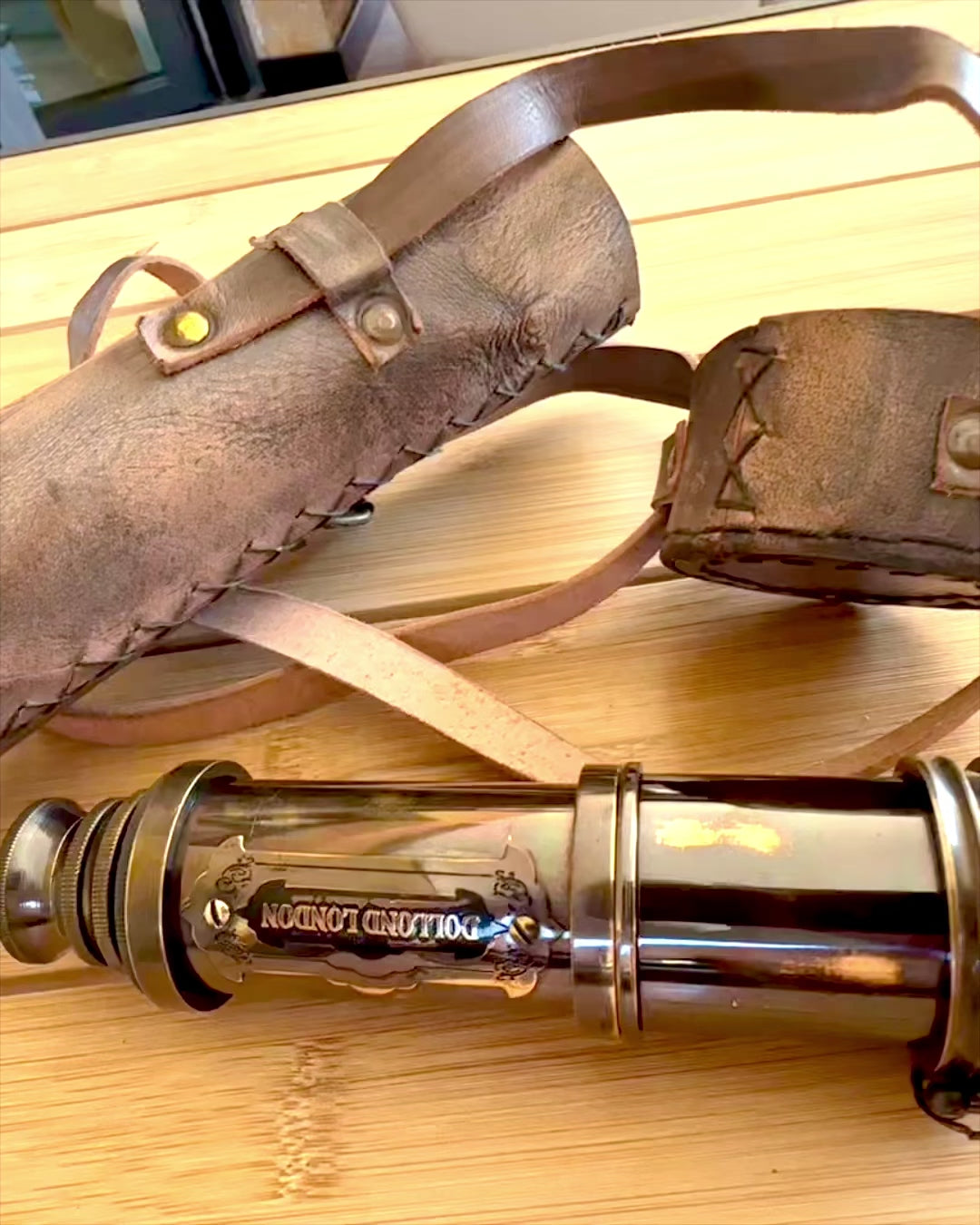 Premium "Voyager" Telescope with Engraved Lens and Genuine Leather Case, customizable engraving option for a gift