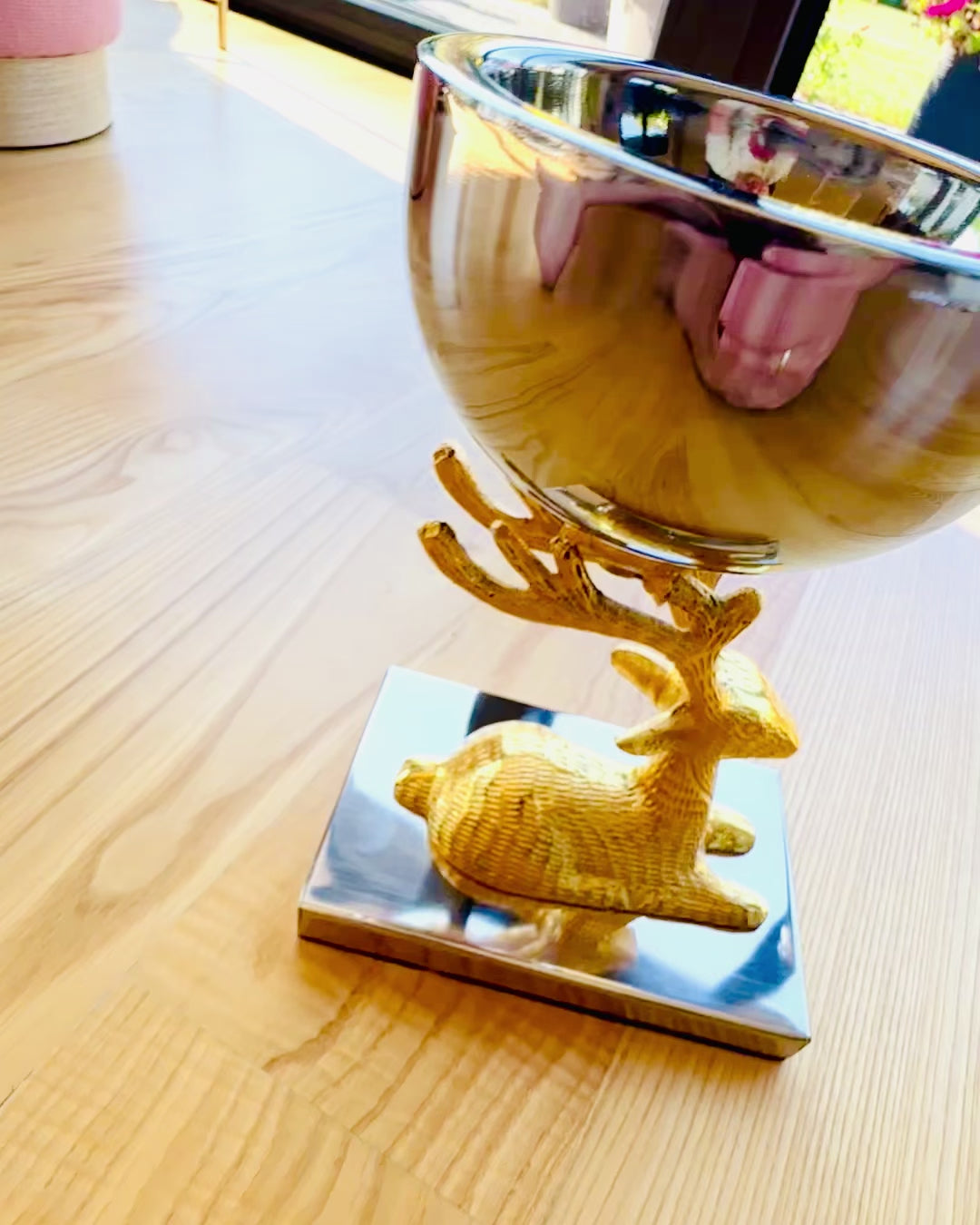 Decorative Bowl Deer Trophy – Handicraft from India, personalization with engraving