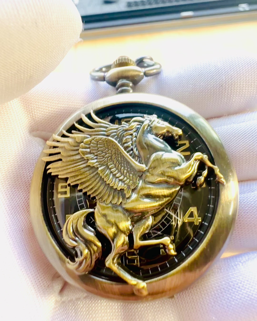 Pocket Watch "Equus Tempus" - Color: Copper, with Horse Motif, personalization with engraving available