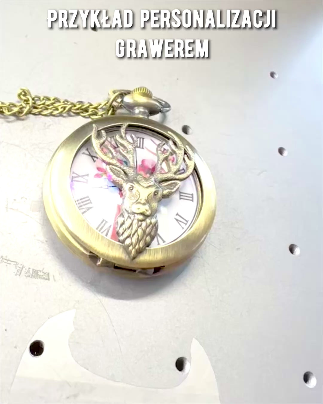 Pocket Watch Forest Guardian - Elegant Watch with Deer Motif, customizable with engraving
