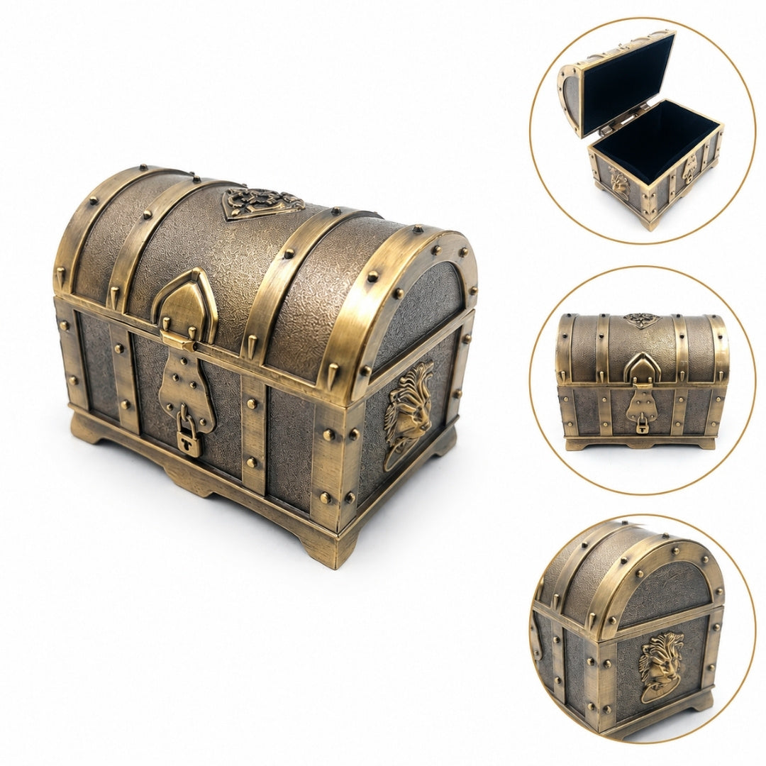 Retro Metal Treasure Chest with Engraving - Silvery Box 7x5x5 cm