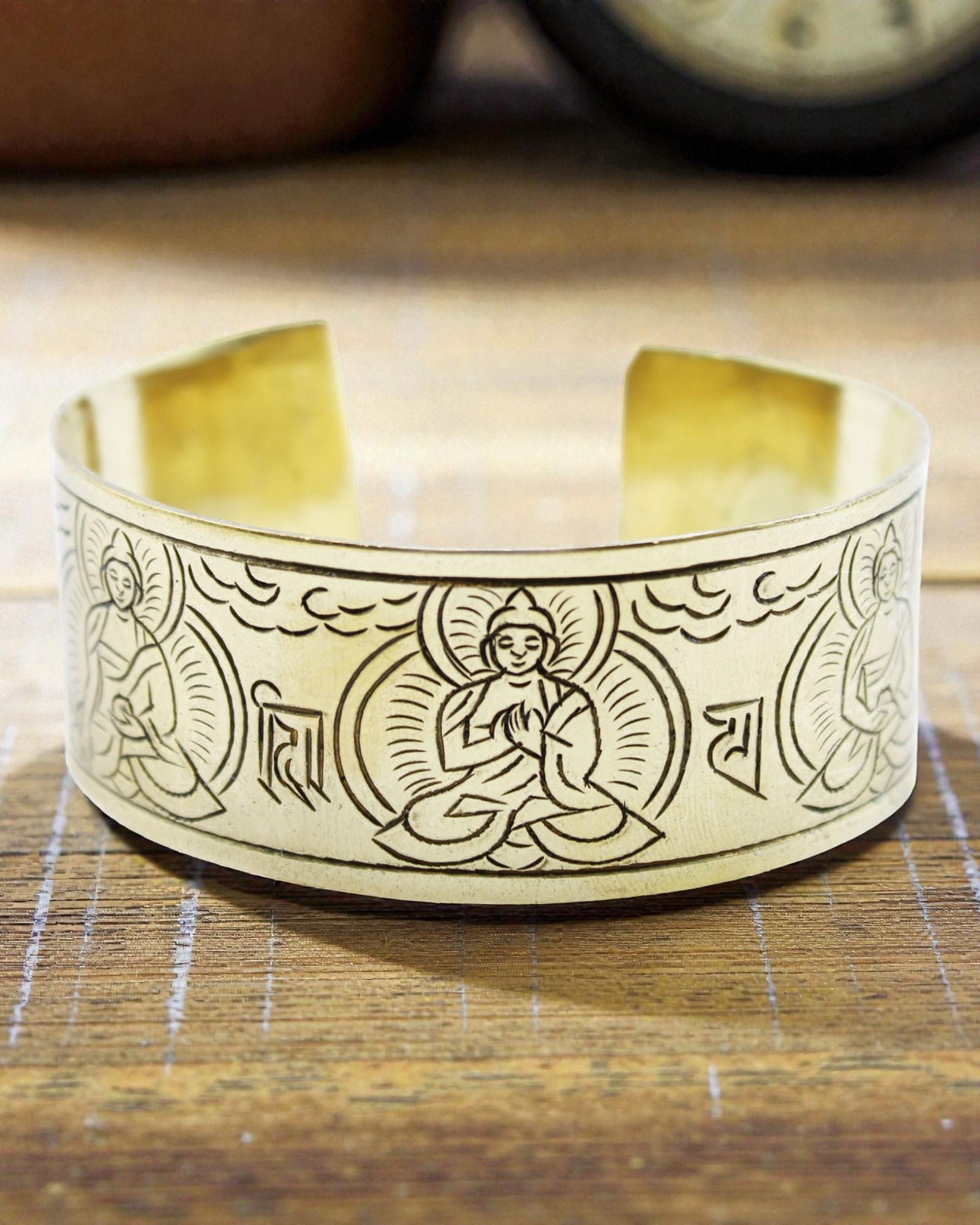 Tibetan Brass Bracelet of the Five Buddhas – Spiritual Protection