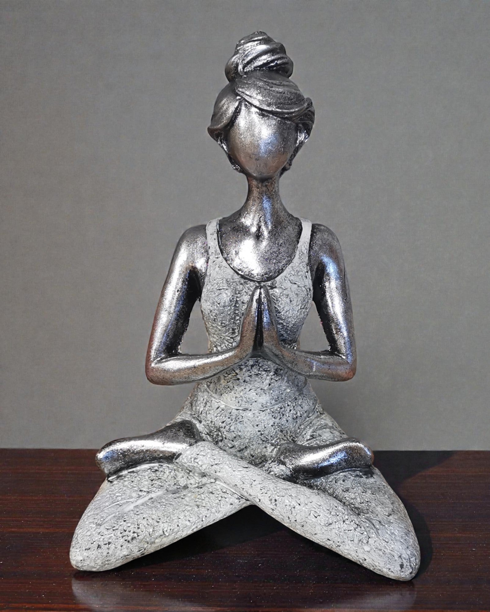 Woman Figurine 24 cm – Yoga Silver-White Purity