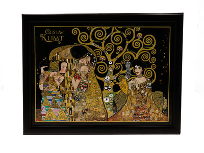 Laptop stand featuring G. Klimt, The Kiss (CARMANI), customizable with engraving, ideal as a gift, dimensions 30.5x40.5cm, stylish and comfortable for working on your lap