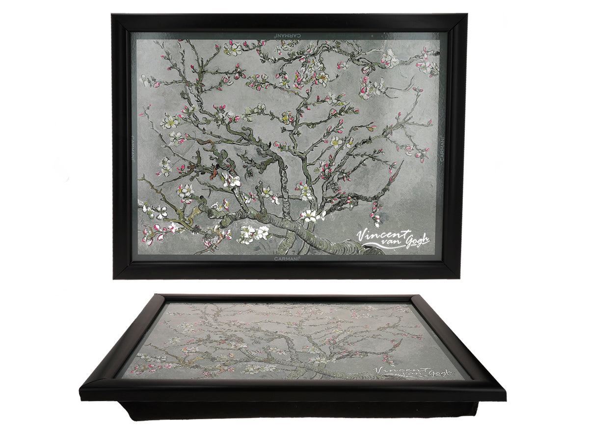 Laptop stand featuring V. van Gogh, Almond Blossom, gray, 30.5x40.5cm, customizable with engraving