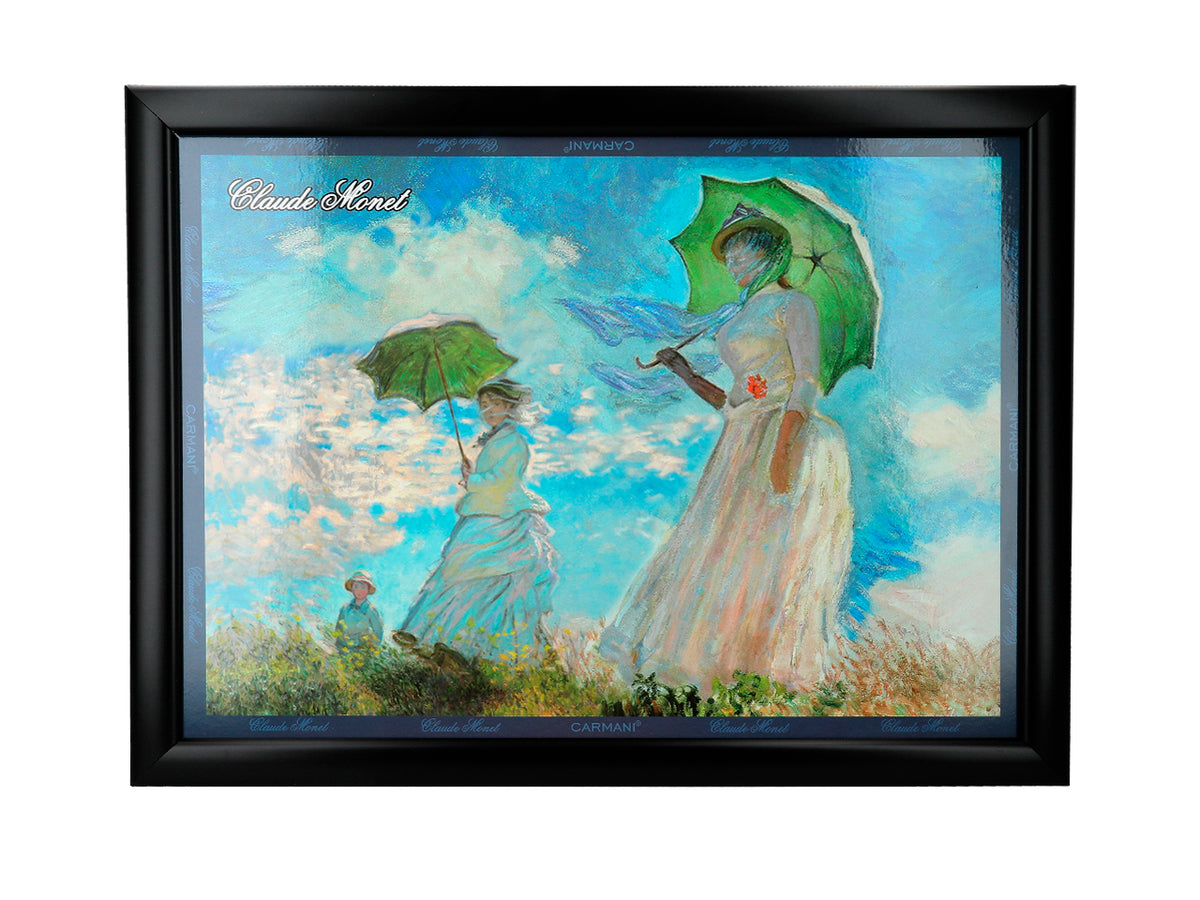 Laptop stand featuring C. Monet, Woman with a Parasol, customizable with engraving, elegant and artistic, 30.5x40.5cm, ideal as a gift
