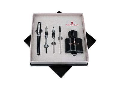 Writing Set, 20.5 x 20.5 cm, Fountain Pen, Ballpoint Pen, Mechanical Pencil, Ink Bottle with Ink