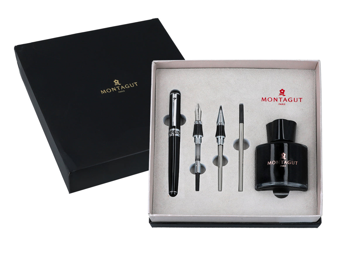 Writing Set, 20.5 x 20.5 cm, Fountain Pen, Ballpoint Pen, Mechanical Pencil, Ink Bottle with Ink