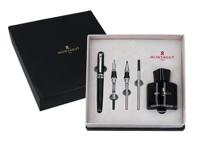 Writing Set, 20.5 x 20.5 cm, Fountain Pen, Ballpoint Pen, Mechanical Pencil, Ink Bottle with Ink