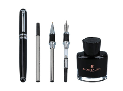 Writing Set, 20.5 x 20.5 cm, Fountain Pen, Ballpoint Pen, Mechanical Pencil, Ink Bottle with Ink