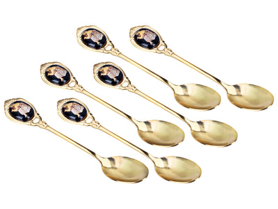 Set of 6 24K Gold-Plated Spoons with a Greek Motif