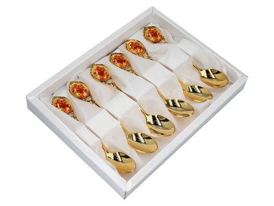 Set of 6 Gold Spoons with Vincent van Gogh's Sunflowers Motif