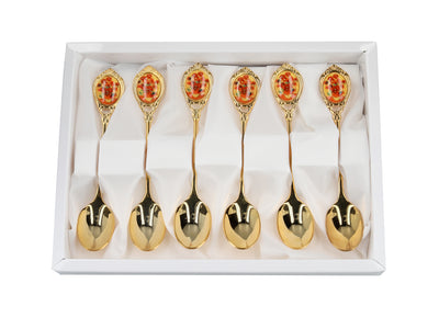 Set of 6 Gold Spoons with Vincent van Gogh's Sunflowers Motif