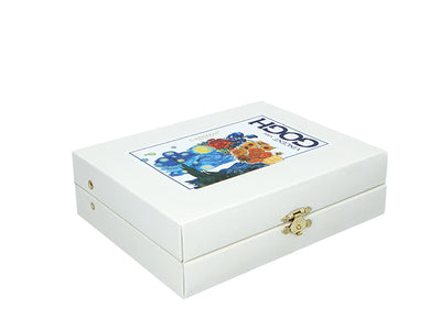 Set of 6 24K Gold-Plated Spoons with 1 Sugar Spoon - V. van Gogh, Assorted, Customizable with Engraving, Elegant Gift Packaging, 13 cm