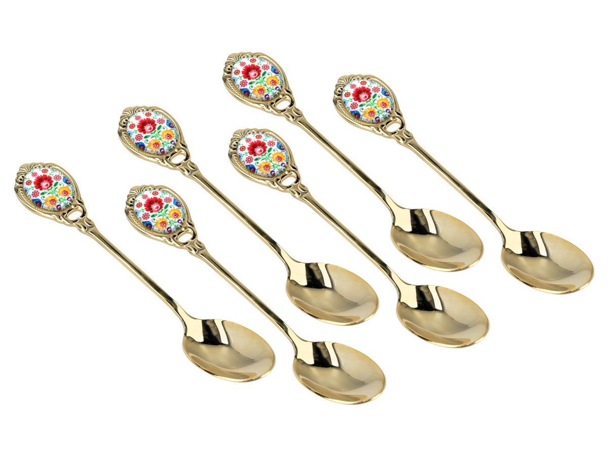 Set of 6 teaspoons, 24K gold-plated teaspoons