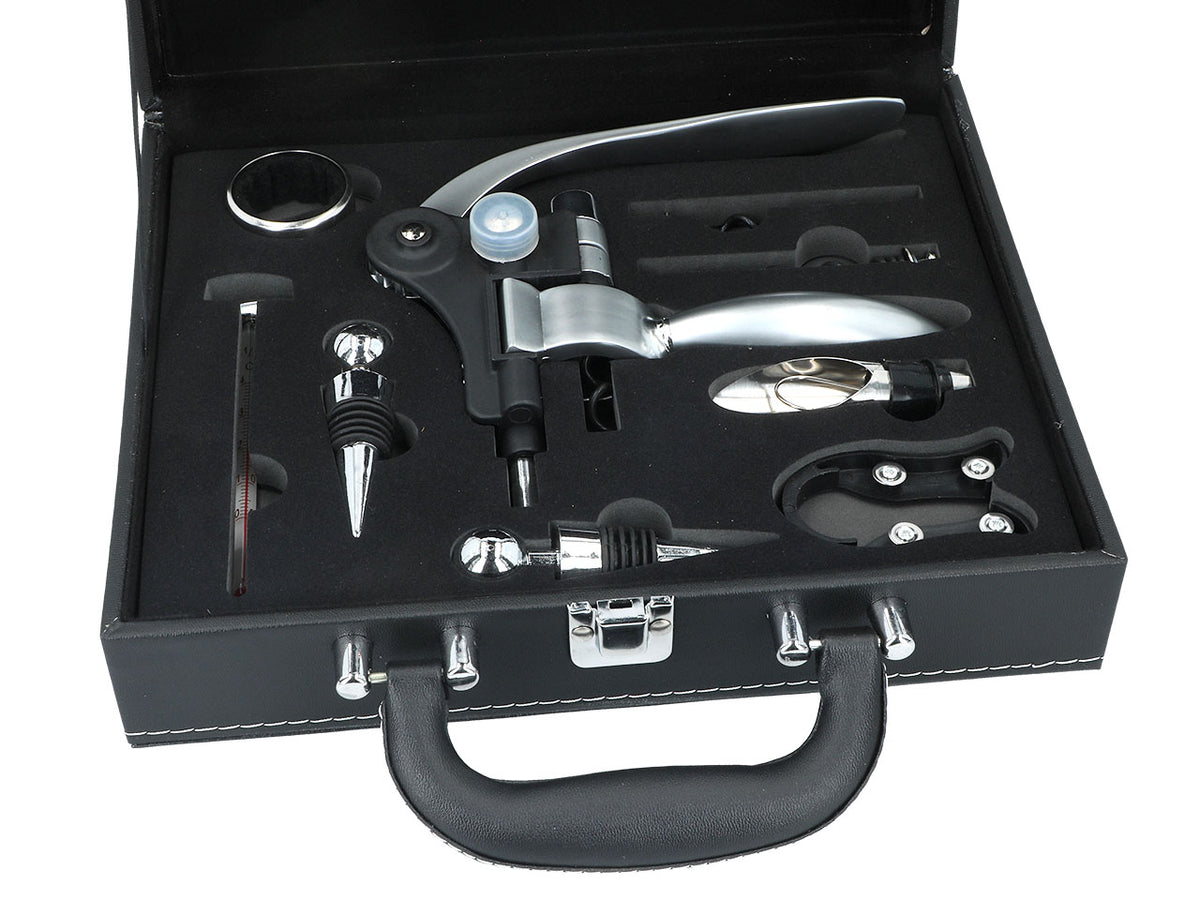 Wine Accessory Set in an Elegant Case, Customizable with Engraving