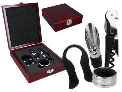 Wine Opening Set in an Elegant Wooden Box, Customizable with Engraving