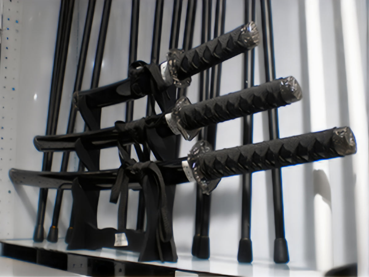 Set of 3 Samurai Swords on a Stand, Customizable with Engraving