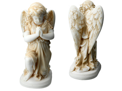 Alabaster Praying Angel - 25cm Alabaster Figurine, Customizable with Engraving