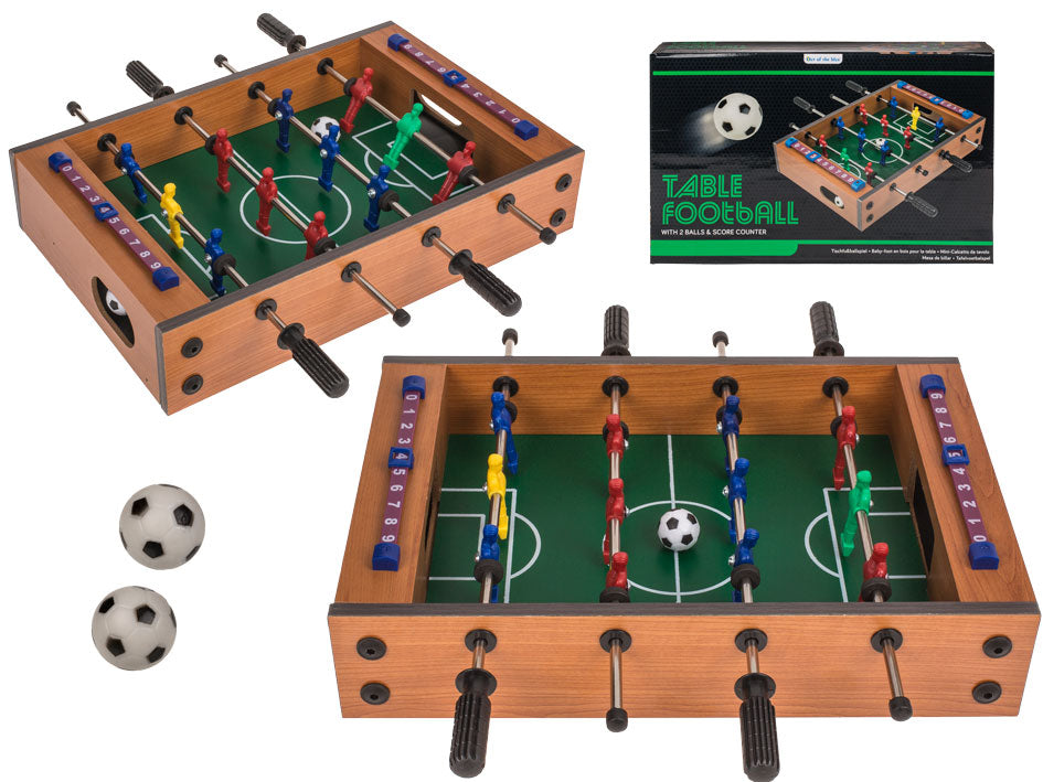 Wooden foosball table with engraving