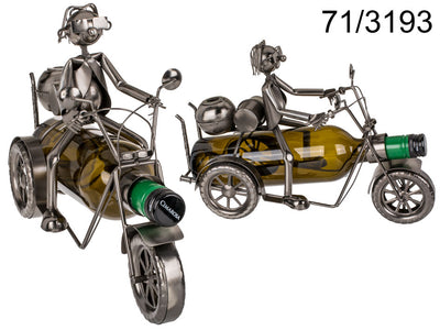 Metal wine holder - motorcyclist II, customizable with engraving
