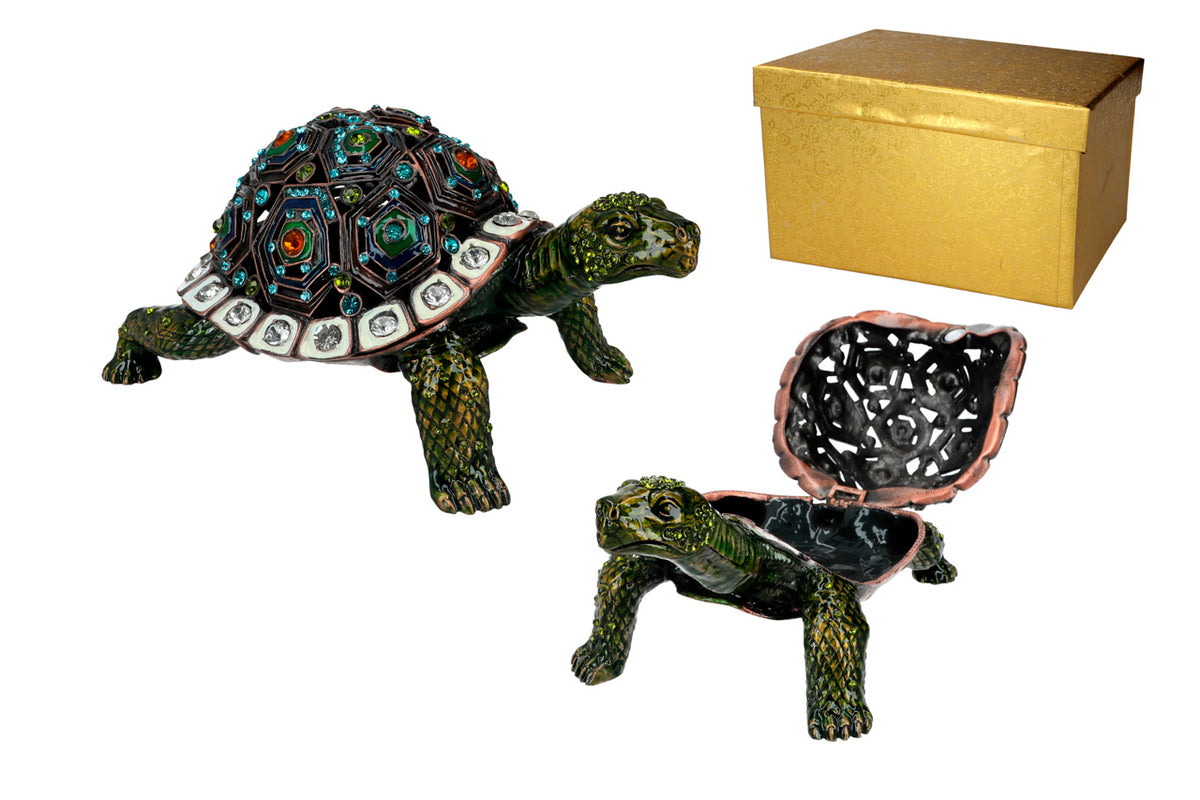 Openwork Metal Turtle-Shaped Jewelry Box, Customizable with Engraving