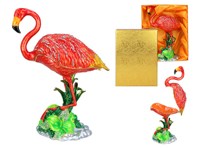 Flamingo Metal Box, Customizable with Engraving, Decorative, Ideal as a Gift, 22 cm Tall