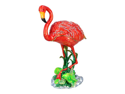 Flamingo Metal Box, Customizable with Engraving, Decorative, Ideal as a Gift, 22 cm Tall