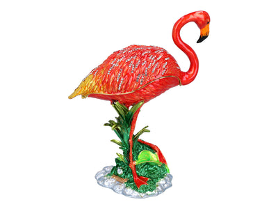Flamingo Metal Box, Customizable with Engraving, Decorative, Ideal as a Gift, 22 cm Tall