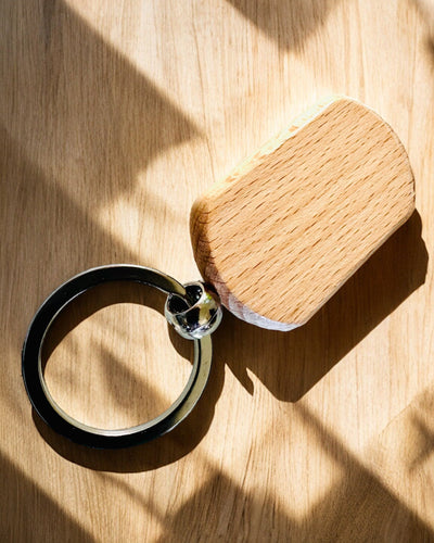 Elegant Wooden Keychain with Custom Engraving – Perfect as a Gift
