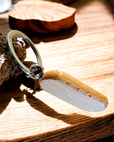 Elegant Wooden Keychain with Custom Engraving – Perfect as a Gift