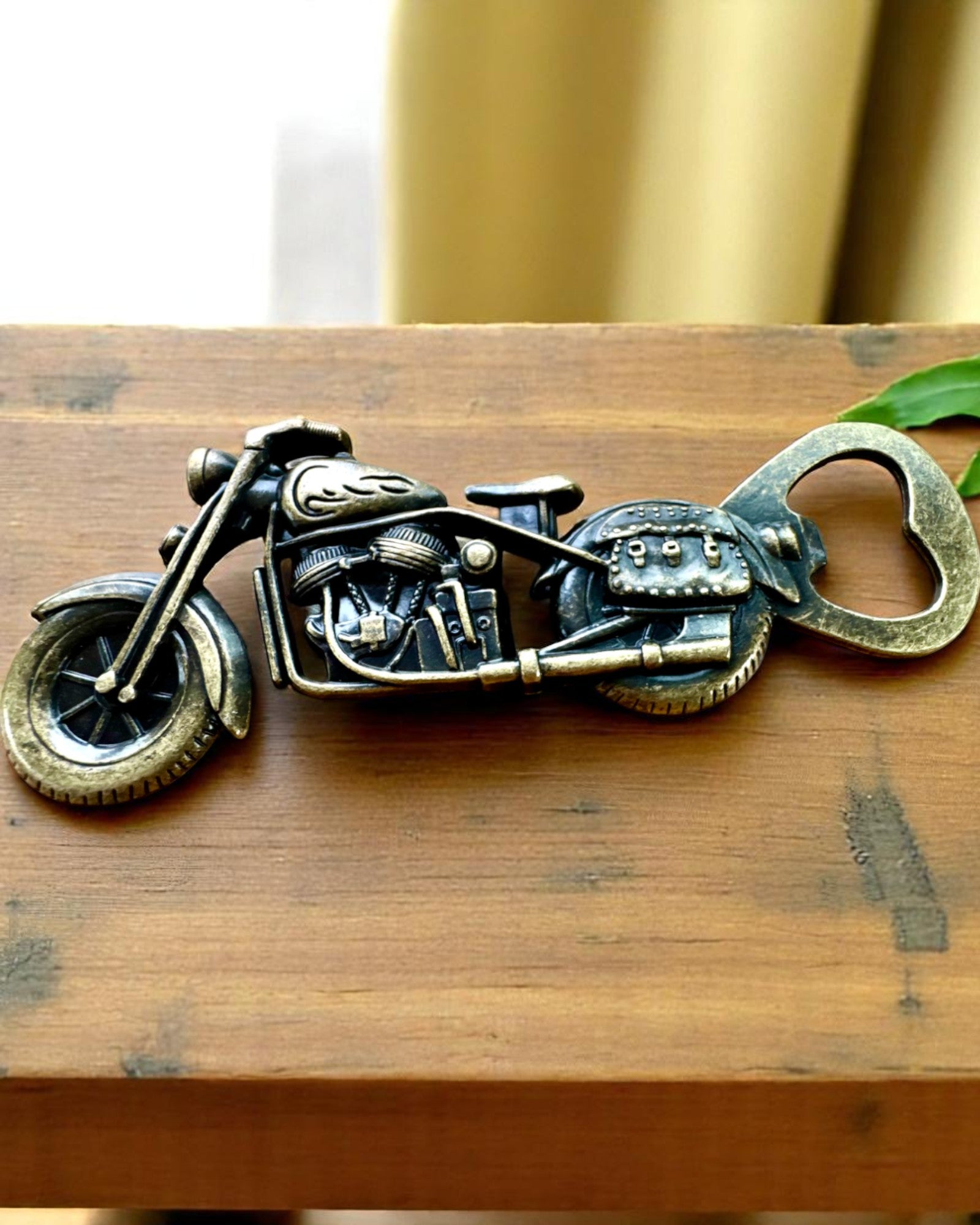Motorcycle-shaped bottle opener - personalized engraving for a gift