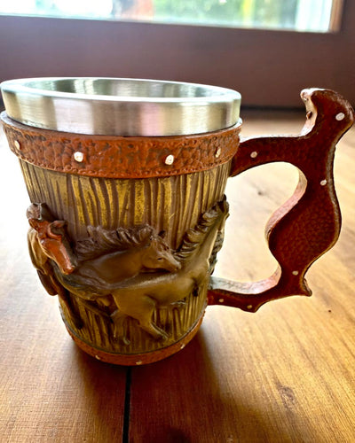 Mug with Horse Motif, 330 ml, customizable with engraving for a gift