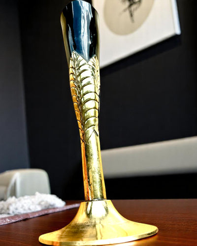 "Spirit of Craft" goblet made of buffalo horn and brass – handcrafted in India, 22 cm, customizable with engraving for a gift