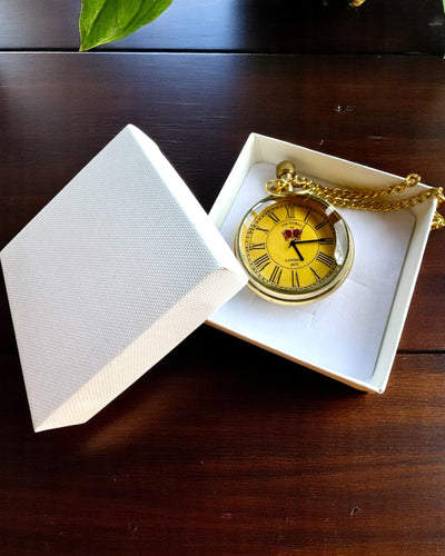 "Victoria Crown" Pocket Watch – Brass, Handcrafted in India, 5 cm wide, Japanese movement, customizable with engraving for a gift