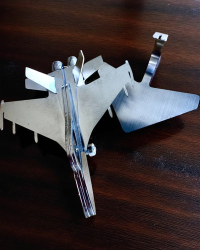 Metal Model of the Fighter "SkyRaptor" – stainless steel, personalized engraving for a gift