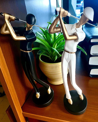 Golfer Figurine "Swing Elegance", 24 cm in height, decorative with engraving option for a gift