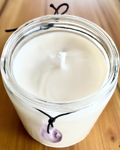 Amethyst Intentional Soy Candle – peace, harmony and purification, 250 ml, option for personalization as a gift