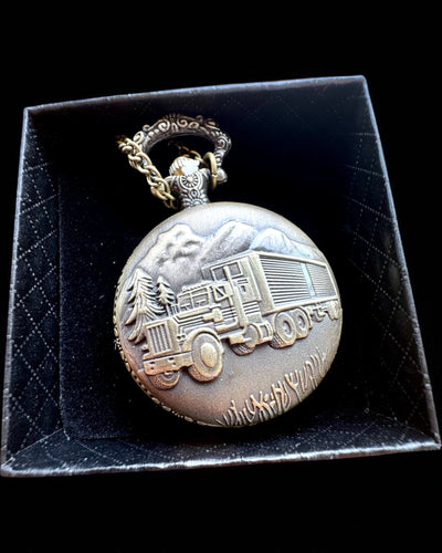 Pocket Watch "Road King" – with Truck Motif, with Engraving, as a Gift