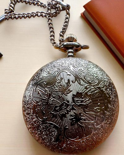 Black Pocket Watch "Midnight Elegance", personalization for gift with engraving