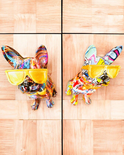Colorful Bulldog with Glasses - Unique Interior Decoration, decorative figurine as a gift, personalization with engraving